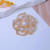 Korean Vintage Rhinestone Pearl Rose Brooch, High-End Scarf Buckle, Versatile Alloy Corsage in Little Fragrant Style