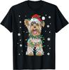 Yorkie Yorkshire Terrier Wrapped In Christmas Lights Dog T-Shirt