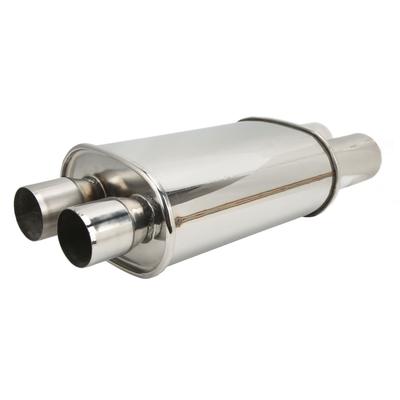 Auto Auspuff Schalldämpfer Rohr 63mm2.5in Doppel Einlass Ausgang Oval Mitte Edelstahl Poliert
