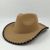 2023 New Wrapped Western Cowboy Hat Men's and Women's Jazz Cowboy Hat with Leather Wide Brim Church Panama Fedora Hat