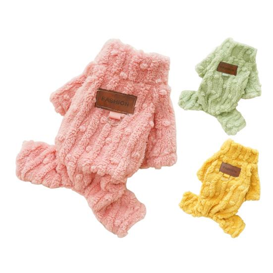 Dog Pajamas Plush Turtleneck Dog Sweater with D-ring Winter Warm Clothes Puppy Onesies for Boy Girl Small Medium Dogs