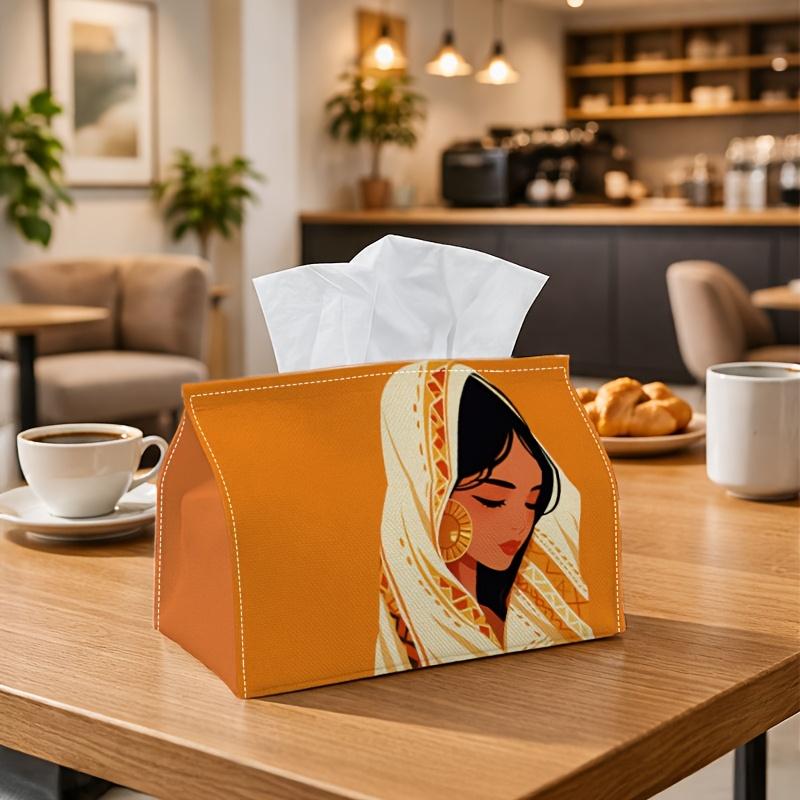 1pc Artistic Folk Portrait Modern Geometric Abstract Decorative Tissue Holder | Golden Woman for Home, for party, Car, Kitchen & Bathroom - Tissue Hol