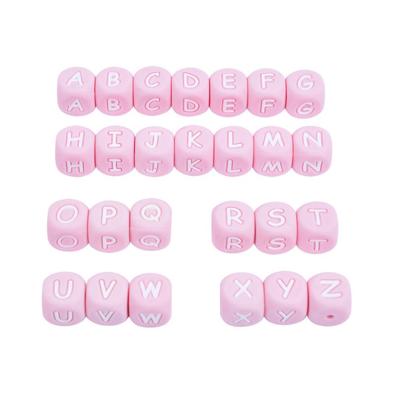 

26Pcs Silicone Letter Beads 12mm Colorful Alphabet Silicone Chewing Bead for Pacifier Clip Chain Teether Accessories BPA Free