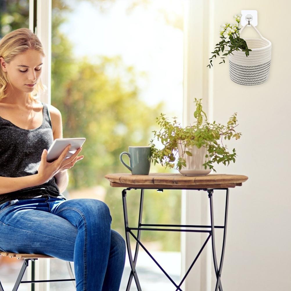 Cotton Rope Hanging Basket Storage Basket Flower Pot Hanging Basket Decorative Blanket Basket Living Room Laundry