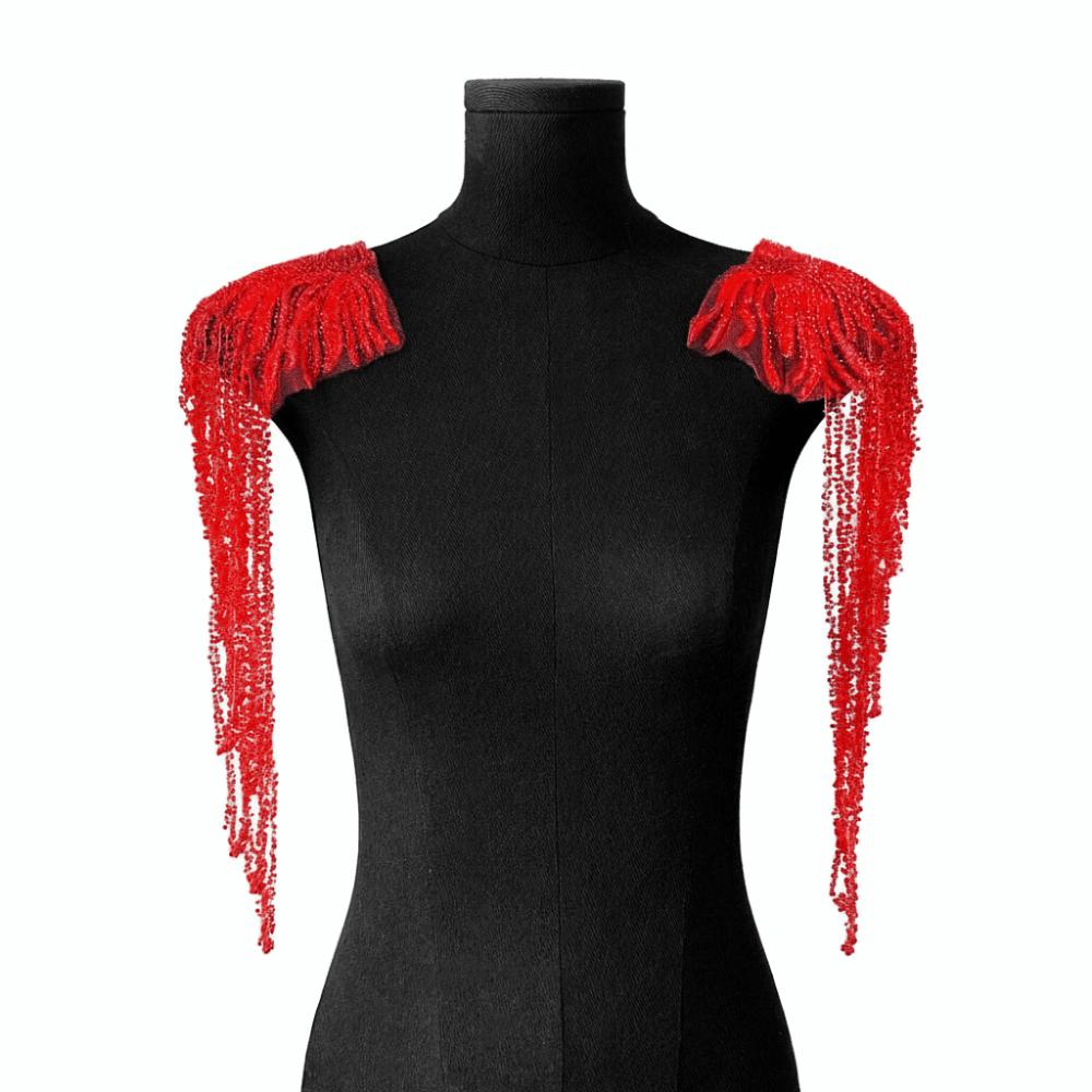 Uniform Sequins Bead Embroidery Studs Long Chain Shoulder Strap Tassels Retro Shoulder Accessories European American Dresses