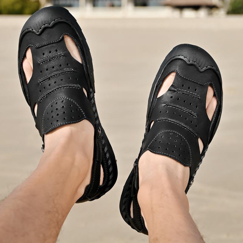 Nové letní pánské sandály prodyšné plážové sandály pánské boty pro volný čas Vysoce kvalitní kůže prodyšné pánské boty velká velikost
