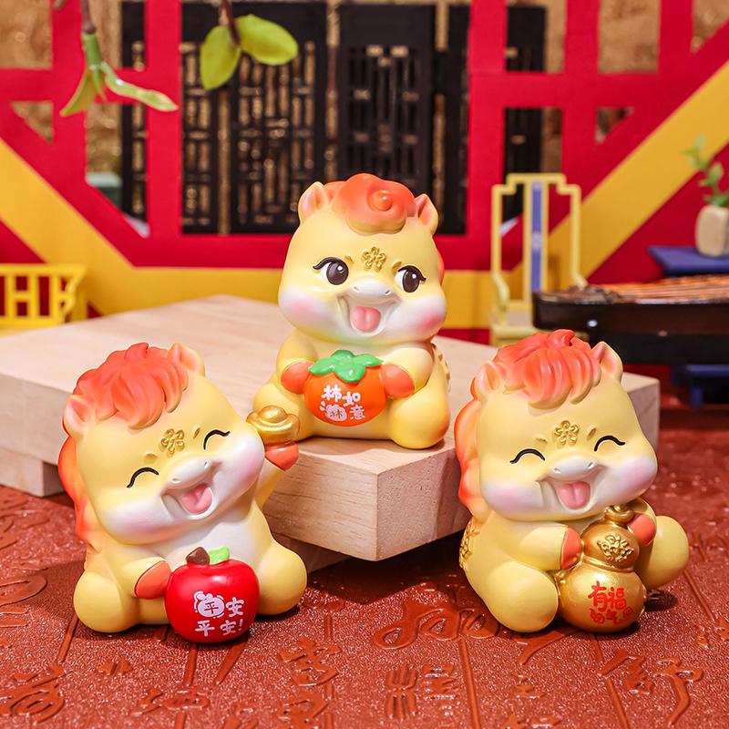 2026 Year of the Horse Mascot Doll Car Ornament Zodiac Horse DIY Desktop Decoration Cute New Year Gift