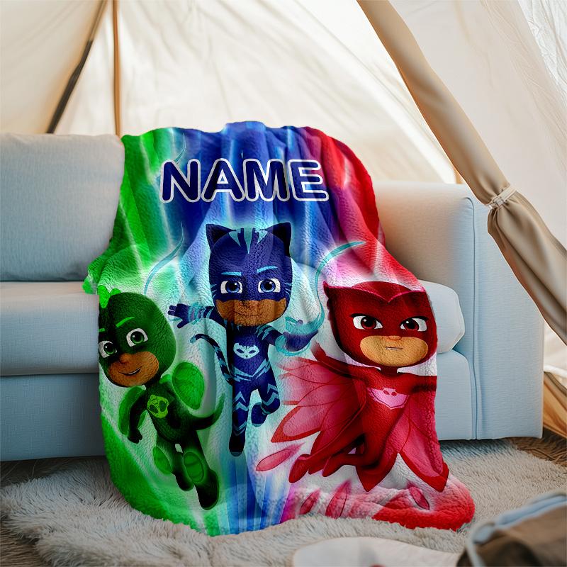 Customizable PJ Marks Throw Blanket – Personalized Name, All-Season Cozy Snug Blanket, Machine Washable, Personalized Blanket