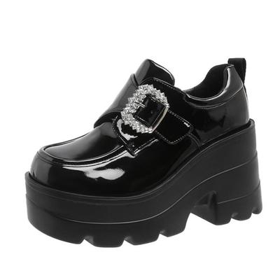 Fashion 10CM Spring Autumn Platform High Heels Shiny Crystal Mary Jane Shoes Simple Platform Shoes Student College Sweet Women's Shoes