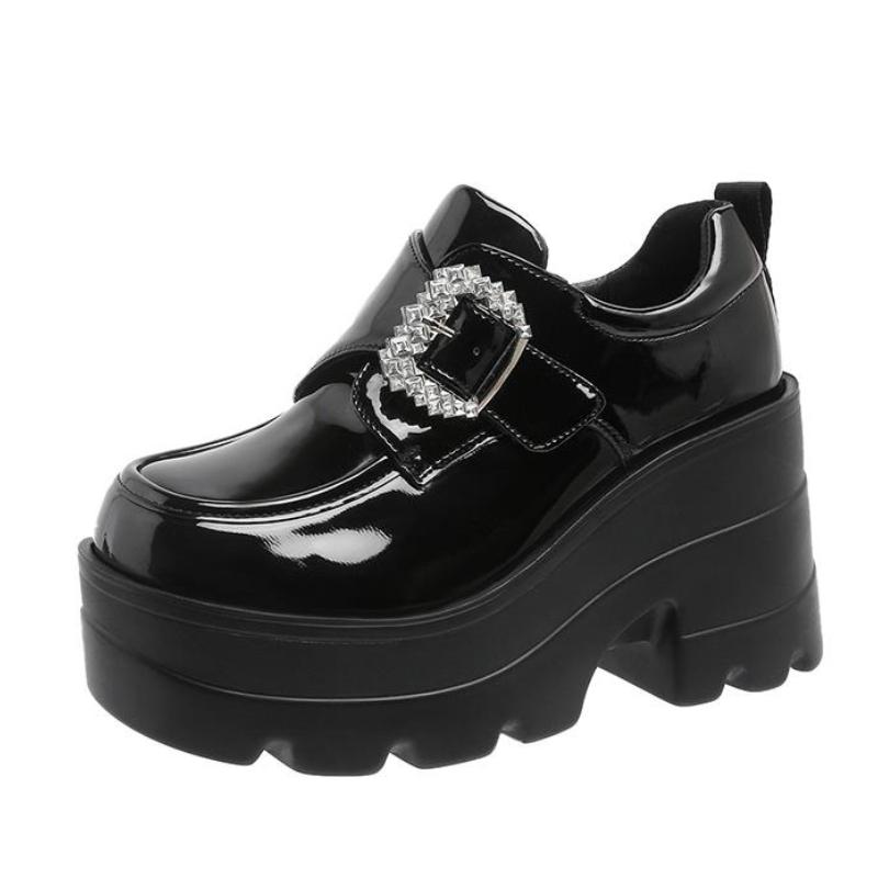 Fashion 10CM Spring Autumn Platform High Heels Shiny Crystal Mary Jane Shoes Simple Platform Shoes Student College Sweet Women's Shoes