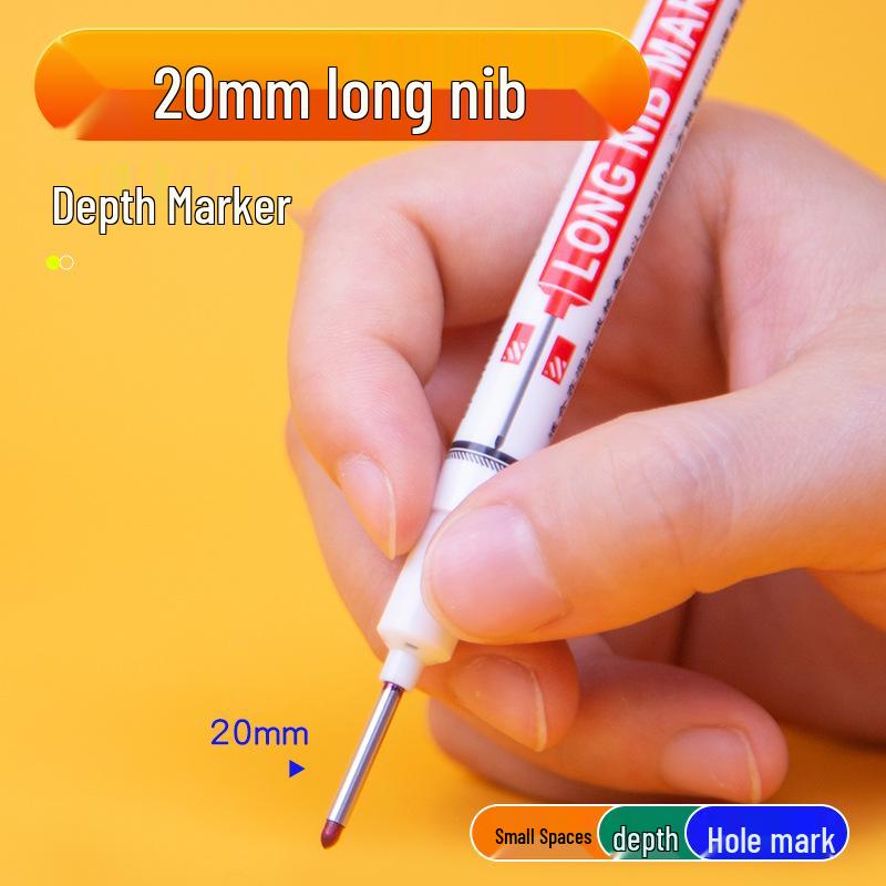20mm Oil-Based Long-Tip Marker for Woodworking and Tile - Black Fine Deep Hole Construction Marker