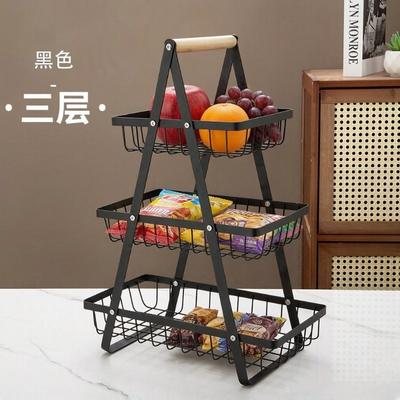 New Handheld Storage Basket, Multifunctional Iron Fruit Basket, Multi-Layer Kitchen Snack Storage Rack