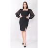 Feathered Sleeve Slit Dress