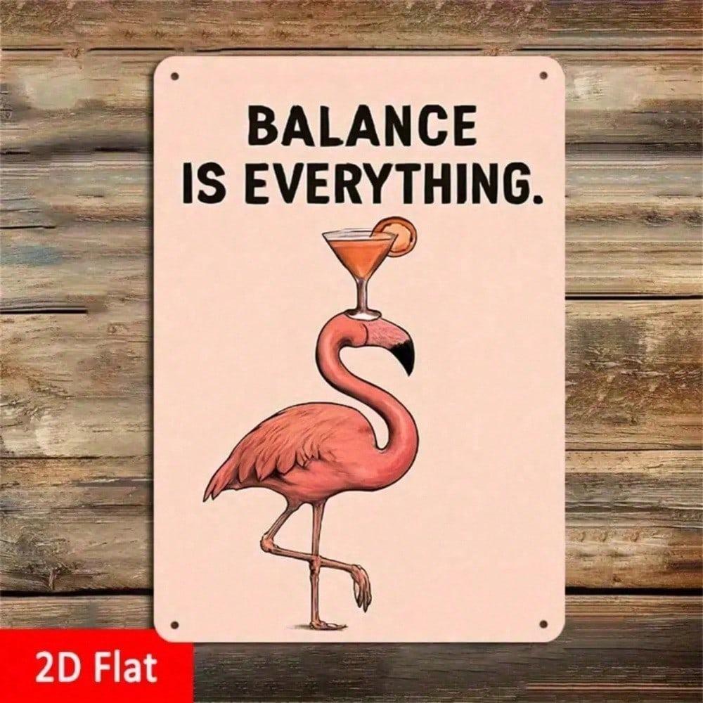 Flamingo Balance Tropical Beach Vintage Metal Sign Rustproof Retro Wall Art For Spa Lounge Home Bar 8x12 Inch