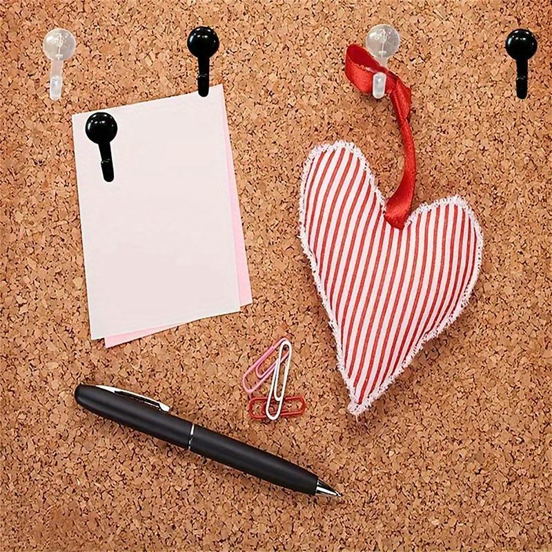 50Pcs Plastic Metal Crochet Black White Cork Thumbtack Hooks Decorative Thumb Tacks Hook Back Push Pins Hook for Cork Board