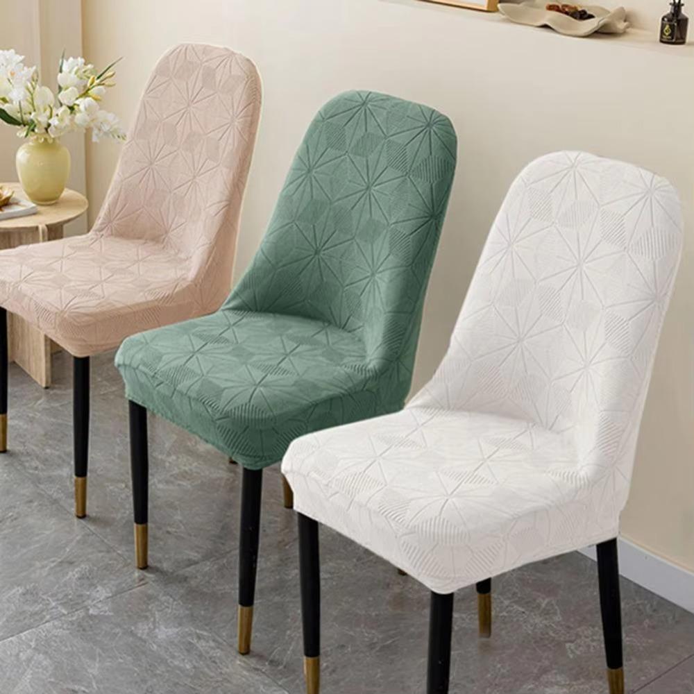 Seat Cover Jacquard Chair Cover Dustproof Kitchen Chair Protector Elastic Arc Chair Cover  Office