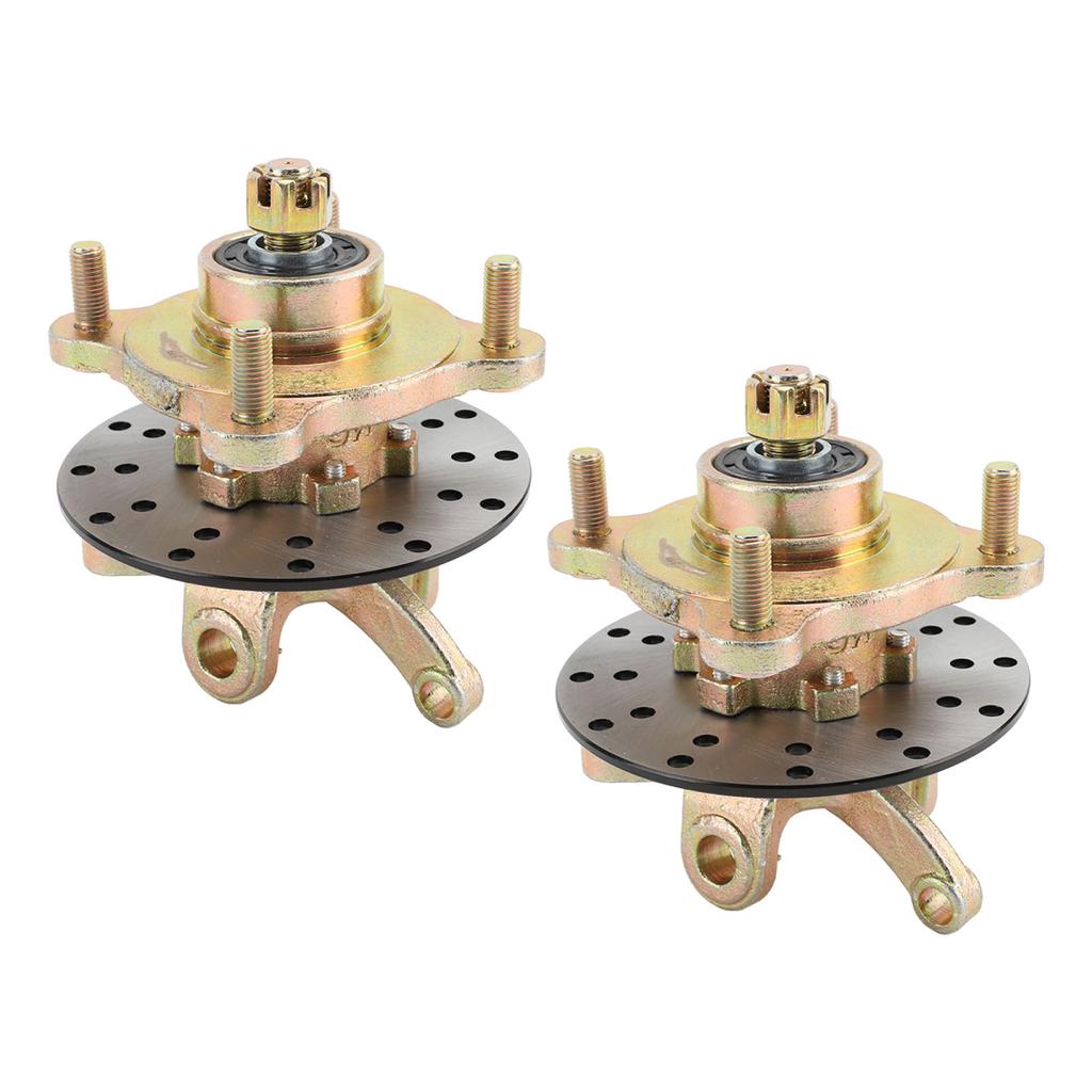 1 Pair Steering Strut Knuckle Spindles with Wheel Hubs Brake Disc for Golf Cart Go Kart Quad Bike ATV UTV