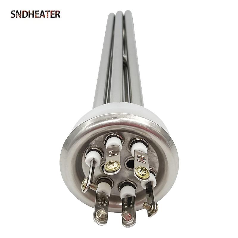 SNDHEATER 220V 380V Water Heating Element Flange Disc 63MM 3 Phases Heater Resistance 6KW 7.5KW 9KW 12KW 15KW with Probe Hole 6KW 260MM