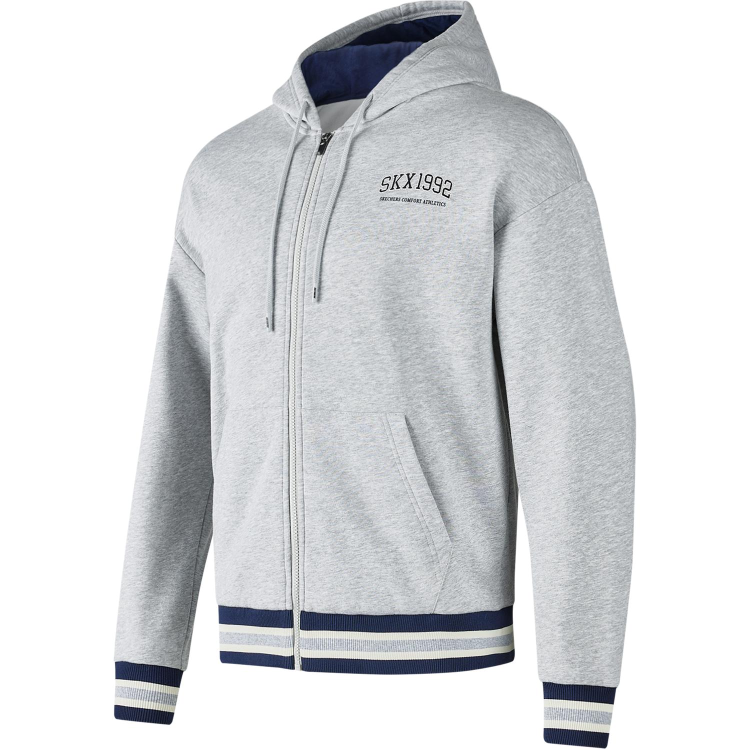 Skechers Comfortable Hooded Zip-Up Long Sleeve Sweatshirt Men sweatshirt Gray P424U029-01UV S