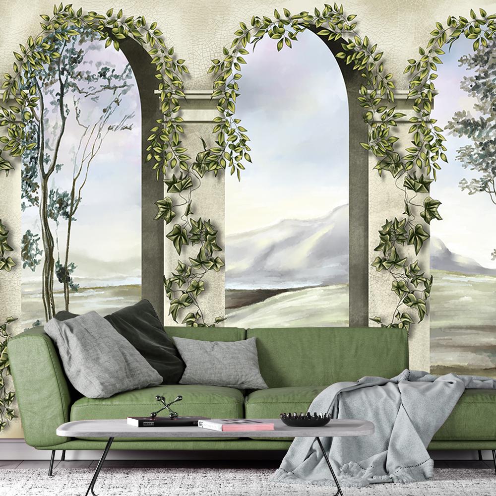 Wallpaper Columns and arcs with ivy