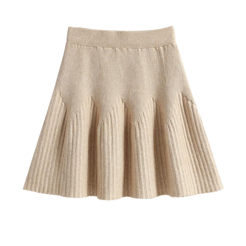Women's Plus-Size Knitted Skirt Autumn and Winter Loose Short A-Line Midi Skirt