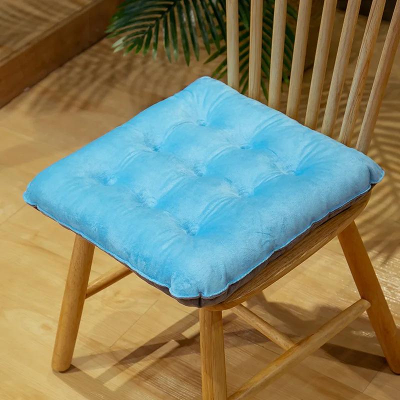 Solid Color Crystal Velvet Color-matching Chair Cushion Winter Warm Seat Cushion Student Stool Butt Office Chair Cushion