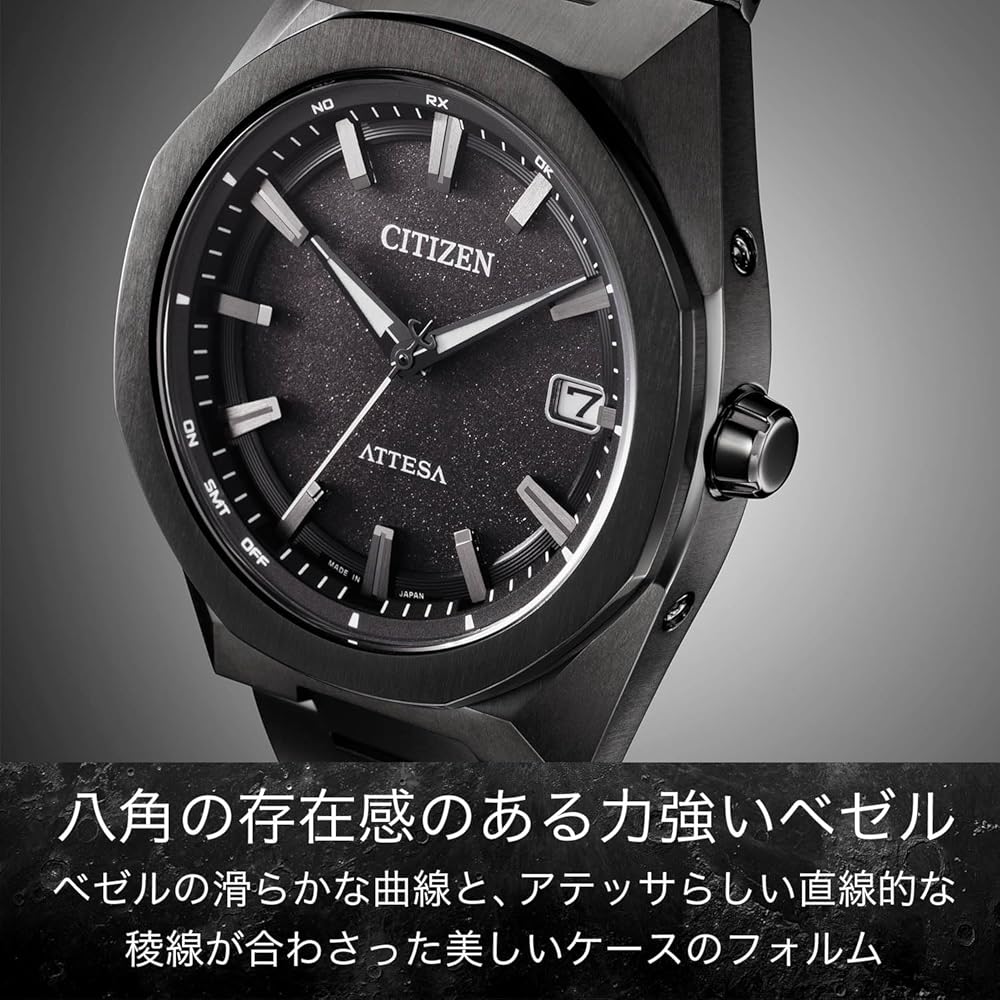 Citizen Attesa Eco-Drive Solar Watch Black Titanium 3-Hand Waterproof Men's Analog Sapphire Glass
