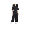 Solid Color Logo Print Short Sleeve Bodysuit Women Bodysuits Black DM6733-010