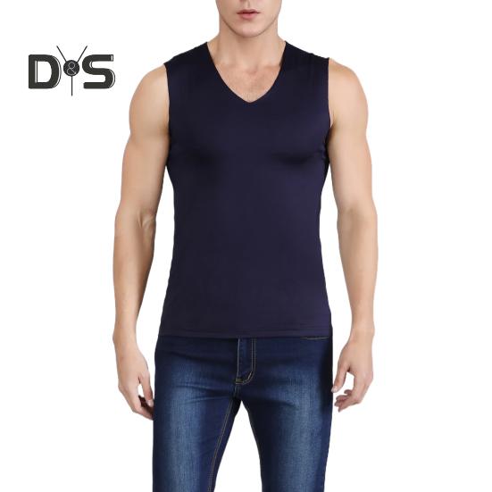 Men Summer Fitness Vest Solid Color Seamless Plus Size V Neck Sleeveless Stretchy Soft Breathable Quick-drying Pullover Casual Men Gym Sport Tank Top