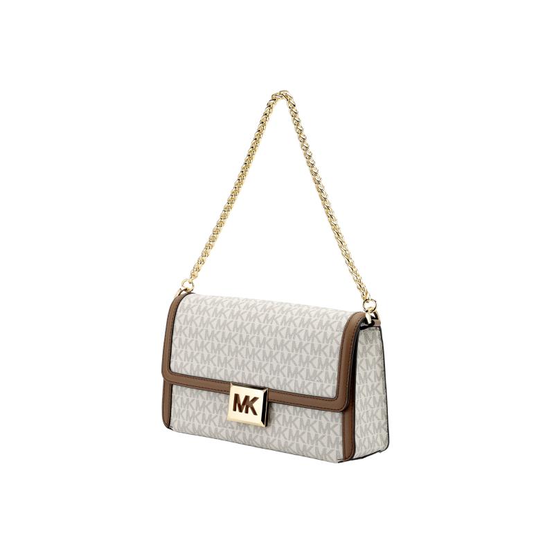MICHAEL KORS Sonia Presbyopia Chain Flip Artificial Leather Small Square Bag Hand Crossbody Shoulder Bag Medium Women's Vanilla White and Acorn Brown