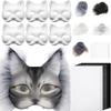 Lustiges Therianer Masken-Set Katzen Füchse Maske mit Fellen Augennetzen DIY Pelzige Tiermaske zum Bemalen für Halloween Cosplay Party