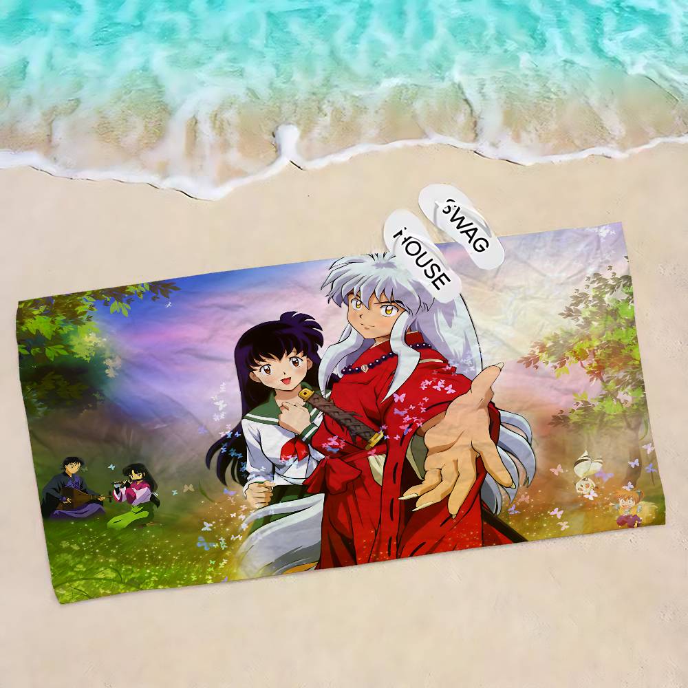 

Inuyasha Anime Beach Towel Colorful Bath Towels for Girl Microfiber Quick Dry Sand Free Beach Yoga Spa Gym Pool W30*H60(CM)