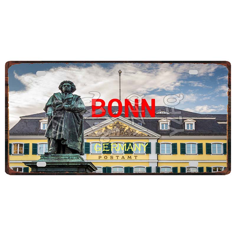 YZFQ30X15CM Bonn Rotterdam Manchester City Retro Tin Metal Sign Travel Souvenir Wall Pub Shop Home Garage  Art Decor  DC-1297B