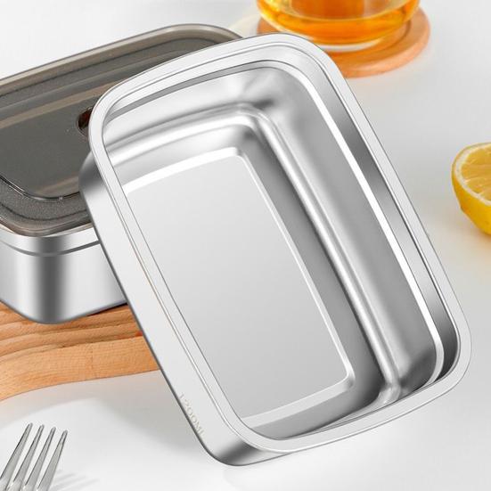Lunch Box with Lid Stackable Snack Containers Leak-proof Stainless Steel Food Container for Fruits