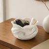 3D Printed Flower Petal Storage Box, Matte White Jewelry & Makeup Organizer, Large Capacity Wide-Mouth Holder for Makeup Brushes Keys Stationery,