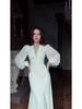 Retro-Langarmkleid Frühjahr 2025 - Damen Elegantes Europäisches und Amerikanisches Styling