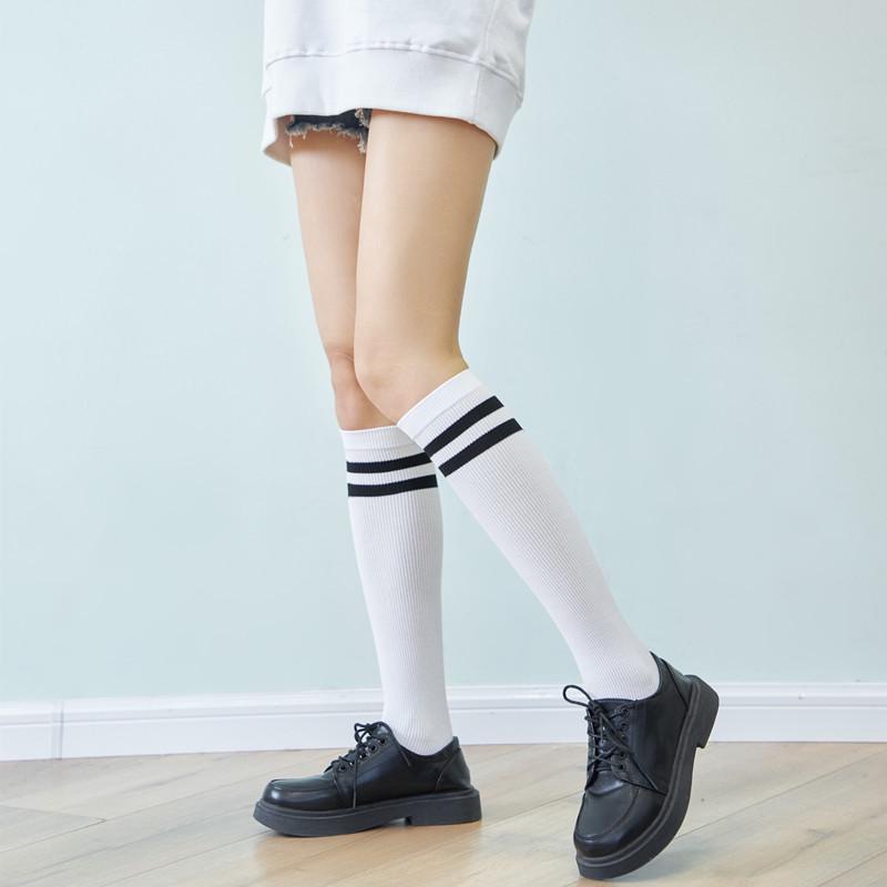 Spring & Autumn Micro-Pressure Slimming Thigh-High Knee Socks for Women - Japanese Korean College Style, Student Long Tube Football Socks