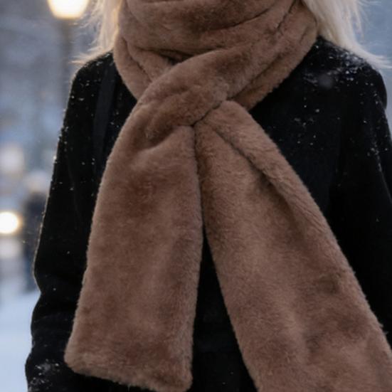Cachecol com Zíper Invisível Cor Sólida Macio Confortável Quente Unissex Cachecol de Inverno Bolsos para Carteiras Celulares Cachecol de Passar com Pelo Sintético