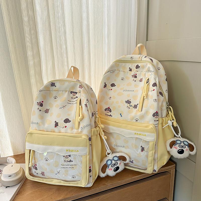 Dog Printed Backpack Student Lightweight Schoolbag Girls Large Capacity Backpack