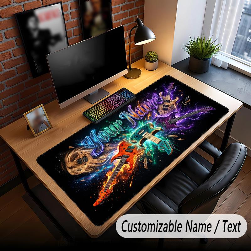 Music Guitar Theme Custom Mouse Pad Personalized With Name Text Customized Desk Mat For Office Home Decor