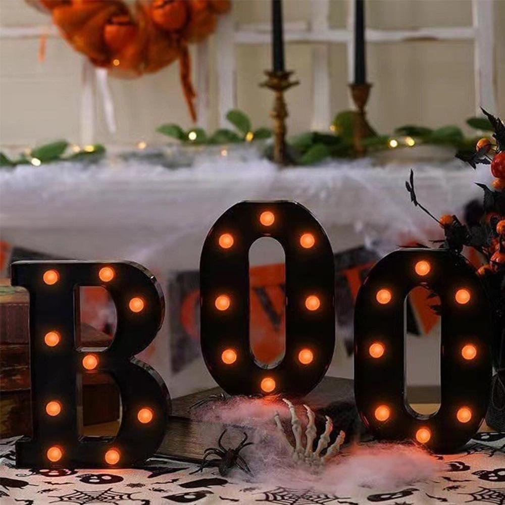3 LED Marquee Light up Letters "BOO" Sign for Indoor Halloween Decor