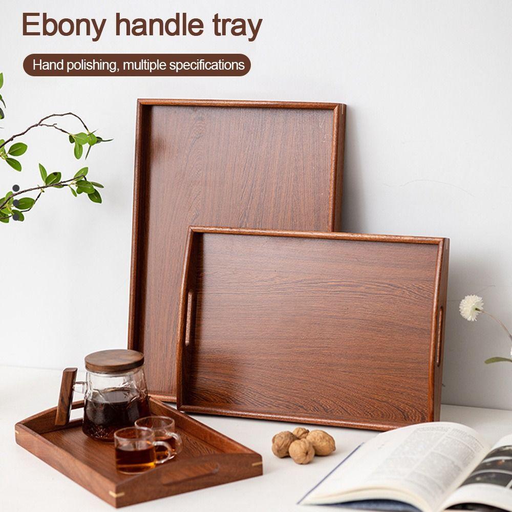 Heavy Duty Wooden Trays Ebony Food Plate New Storage Tray Fruit Snack