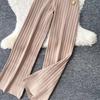 Casual Knitted Sweater Two Piece Sets for Women Metal-button V-neck Sleeveless Fitted Versatile Knit Top and Casual Pants Set