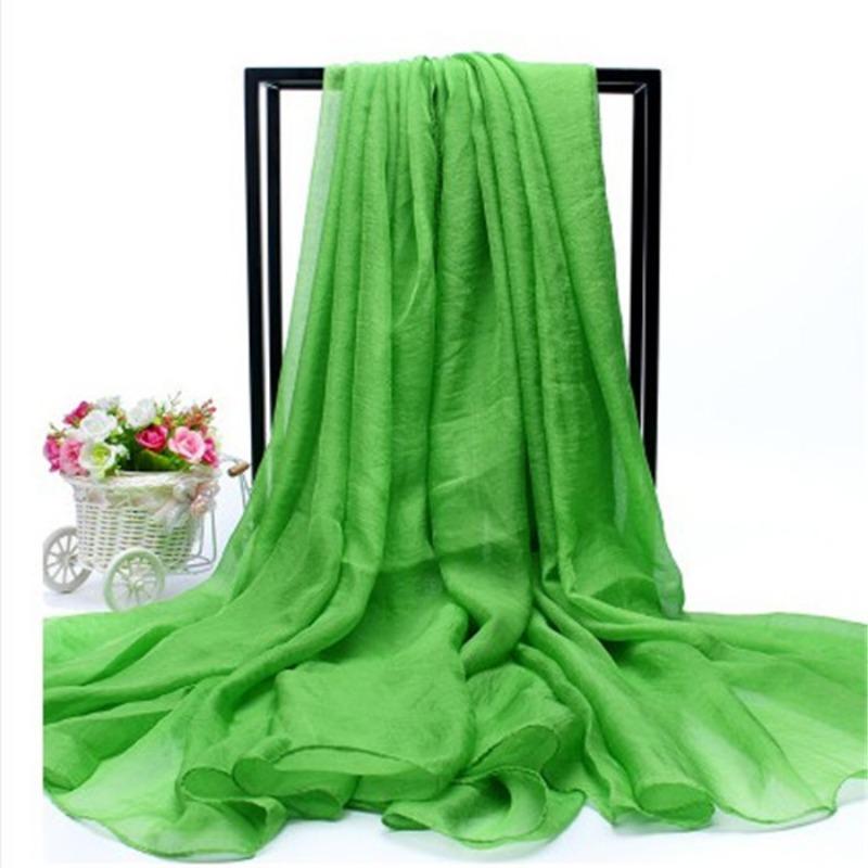 Extra Large Imitation Silk Scarf Solid Color Silk Scarf Seaside Beach Towel Long Spring and Autumn Women's Gauze Scarf Chiffon Scarf Women