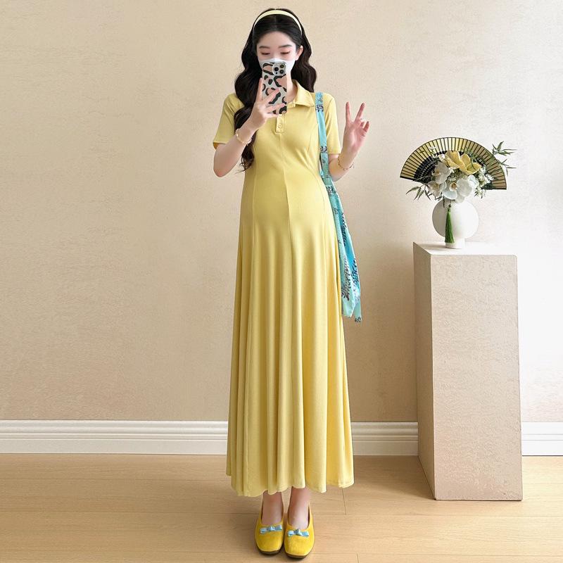 New Summer Korean Style Slim Fit Knitted Maternity Dress Large