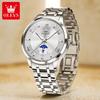 OLEVS Watches Man 3638 Original Brand Stainless Steel Quartz Watch Waterproof Luminous Week Date Watches Man Box Gifts Reloj