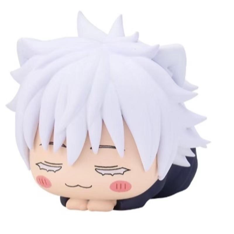6CM Jujutsu Kaisen Anime Figure Itadori Yuji Satoru Gojo Napping Cat PVC Q Version prone 4Pcs/Set Model Toys Gift Collection