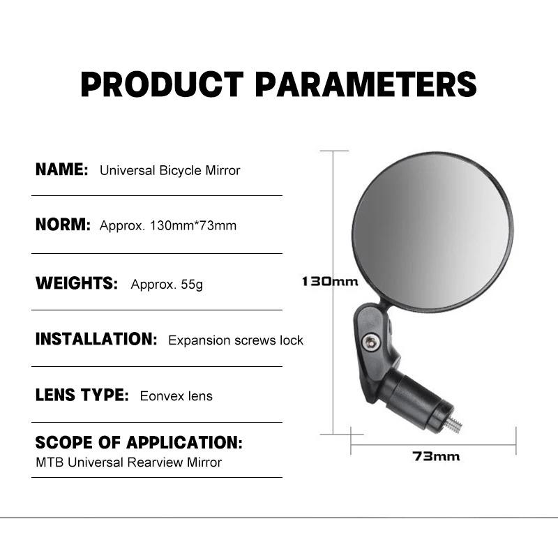 1PCS Universal Bicycle Rearview Mirror Adjustable Rotate Wide Angle Cycling Handlebar Rear View Mirrors for MTB Road Accessories