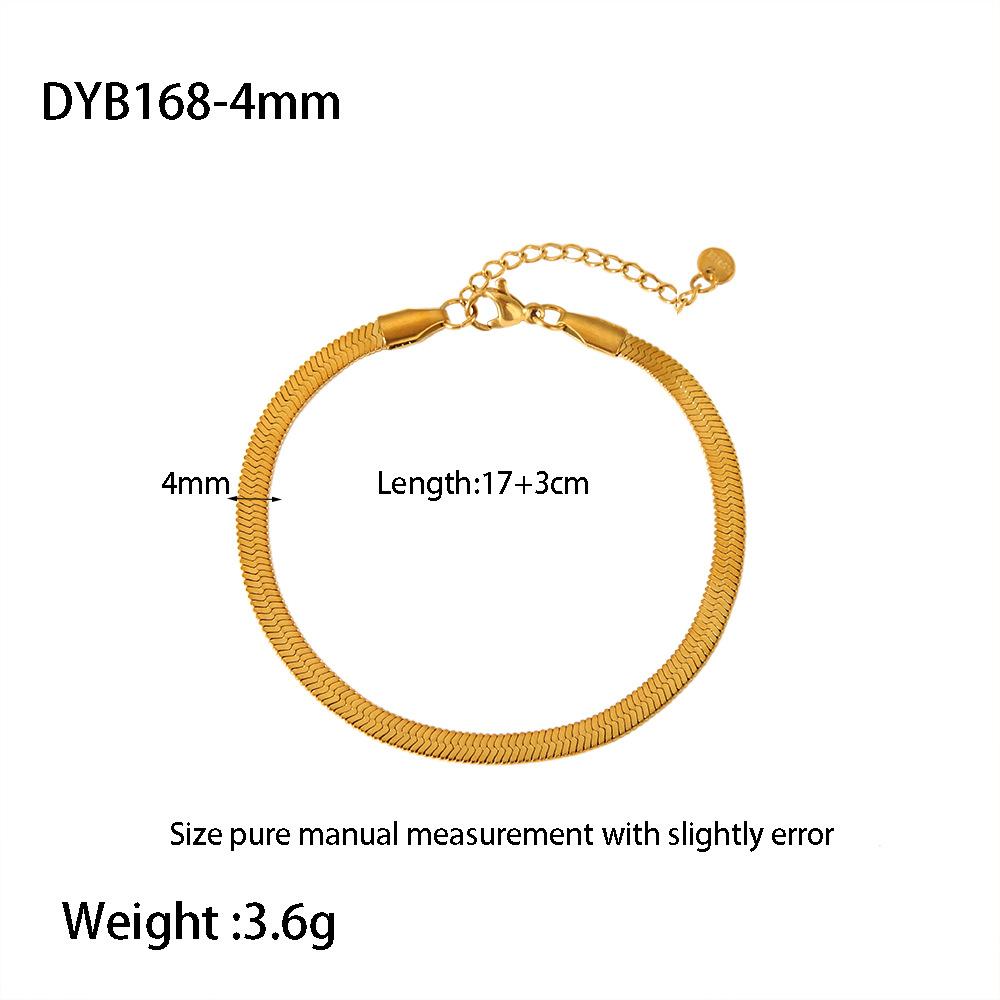 ins minimalist versatile bracelet multi-size flat snake chain stainless steel plated 18k gold waterproof jewelry niche design