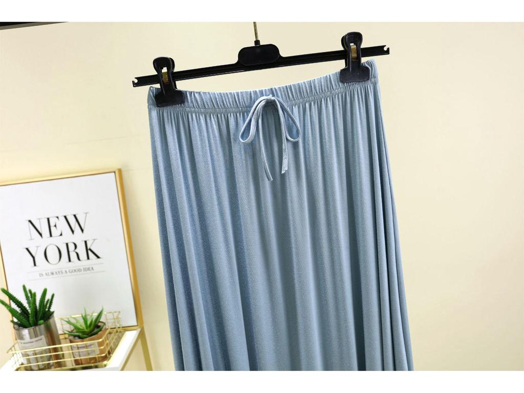 Modal V-Neck Short-Sleeve Midi Skirt Set: Women's Plus Size Korean-Style Casual Two-Piece Outfit